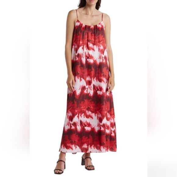 NWT Sam Edelman Watercolor Trapeze Maxi Dress - Picture 1 of 8